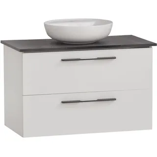 Schildmeyer Waschtisch Maxim 701859, rundes Aufsatzbecken, weiß matt/Marmor Optik