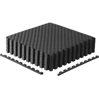 Cap Barbell 1/2 ineinandergreifende Eva-Schaumstoff-Übungs-Puzzle-Matten, 2 Stück, 61 x 61 x 1,27 cm, Tatami-Muster, Schwarz