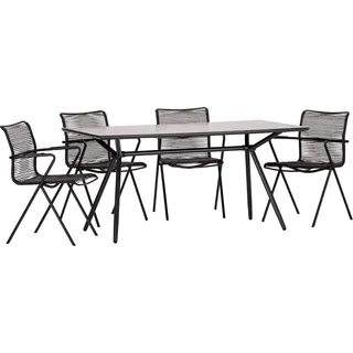 Acamp Set 4x Stapelsessel Alpha Rope 1x Glastisch Alpha Anthrazit-Cemento