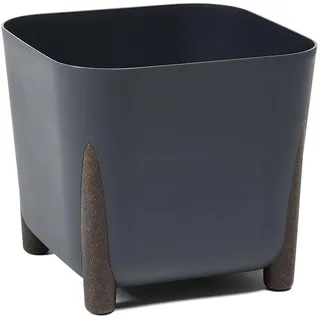 LAMELA Pflanzgefäß mit Wasserablauf Breite 21 cm, 6L – Moderner Blumentopf mit stilvollen Füßen – Pflanztopf aus Kunststoff für Innen & Draußen, Anthrazitfarbe, Anthrazit