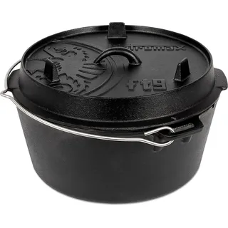 Petromax Dutch Oven Set FT9-T-Scrub Schwarz mit planem Boden 7,5 l Ø 23,9 cm
