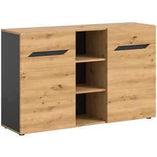 xonox.Home Sideboard Caserta 130x81x37 cm in Korpus Basalt grau Nb. und Front Artisan Eiche Nb. - Kommode Schrank Sideboard Anrichte - stauraum & zeitlos