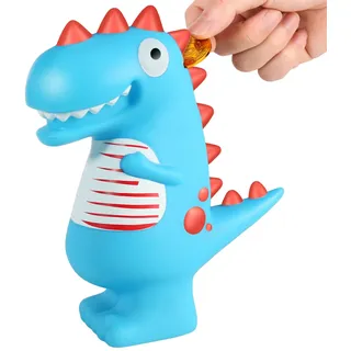 Spardose Dino Plastik Münze Sparschwein, Personalisierte Spardosen Kinder Junge Frauen, Spardosen für Kinder Sparbüchse Super süßes Geschenk für Geburtstage, Weihnachten, Babypartys (Blau)