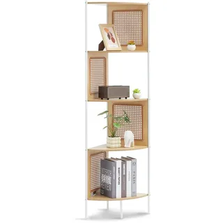 Vevor Rattan-Eckbücherregal Eckregal 5 Ablagen Braun