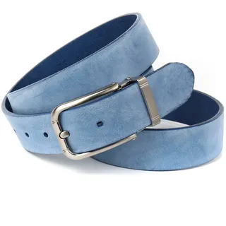 Anthoni Crown Herren Ledergürtel Pflanzlich gegerbter Vollrindledergürtel, blau