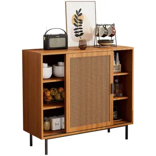 Flieks Sideboard Küche Landhaus 2 Schiebetüren 100x37x90cm , Walnussfarben , Holzwerkstoff , 37x90x100 cm , Kleinmöbel, Kommoden, Sideboards
