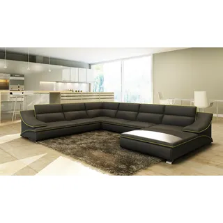 Design XXL Big Ecken Polster Eck Sofa Couch Leder Sofas Garnitur Wohnlandschaft - Schwarz