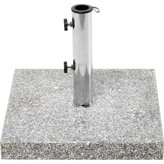 BELIANI Sonnenschirmständer Grau Granit 45x45 cm Quadratisch mit Edelstahlrohr Modern Garten Terrasse Balkon Outdoor Außenbereich Ausstattung Zubehör - Grau, Silber
