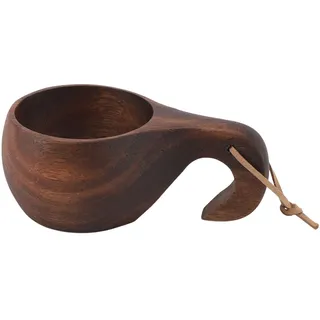 Fockety Holzbecher, Campingbecher, 220 Ml, Nordischer Stil, Handgefertigter Tragbarer Holzbecher, Kaffeebecher, Trinkbecher für Kaffee, Tee, Milch, Einzigartiger Wikingerbecher für