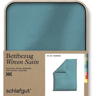 schlafgut Woven Satin« Bettwäsche Bettbezug einzeln 155x220 cm & Match: passender Kissenbezug erhältlich, blau