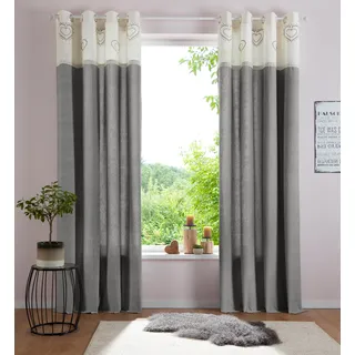 MY HOME Gardine MY HOME "Louis" Gr. 1, grau, B:140cm H:125cm, Baumwolle (Bio-Baumwolle), Gardinen, Gardine, halbtransparent, aus Bio-Baumwolle, einseitig bedruckt, Topseller