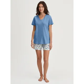 CALIDA Graphic Nights", Kurz-Pyjama Damen, 100% Baumwolle, hautfreundlich, weich, pflegeleicht, elasitscher Bund