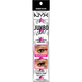 NYX Professional Makeup 2-in-1 Liner & Wimpernkleber, Hohe Haltbarkeit, Wasserfeste Formel, Filzstift-Applikator, Jumbo Lash!, Baddest Black