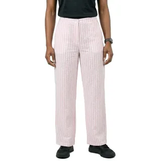 Pieces Stinna Hochbundhosen - Roseate Spoonbill / Bright White - L