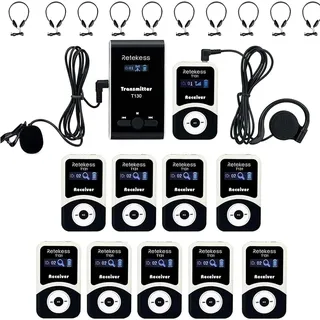 Retekess T130 Wireless Tour Guide System, 60M Audio Whisper Guide System, Kirchenübersetzungssystem, mit TT003 PLL Bilateralen Kopfhörern