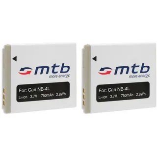 mtb more energy 2X Akku NB-4L für Canon IXUS 30 40 50 55 60 65 70 75, 80 is, 100 is...Siehe Liste!