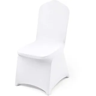 VEVOR Stuhlhussen aus Elastischem Spandex für Klappstühle, Universell Passender Stuhlbezug, Abnehmbare & Waschbare Schonbezüge, für Hochzeiten, Feiertage, Feiern, Essen (100 Stück, Weiß)