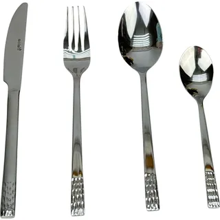 Sola Besteckset Montana – 24-teiliges Besteckset für 6 Personen – Modern – Spülmaschinenfest – Silberweiß, Premium-Edelstahl 18/10 Edelstahl – Silber - Silber
