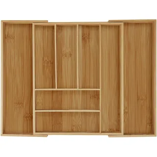 Relaxdays Besteckkasten ausziehbar Holz 57,5 x 6,5 x 43 cm Braun