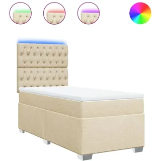 Boxspringbett mit Matratze Creme 80x200 cm Stoff - Creme