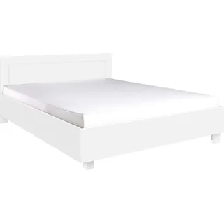 Furniture24 Bett 160x200 cm CEZAR 22 mit Lattenrost Bettgestelle Bettrahmen Weiß - Weiß