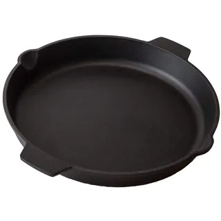 Grillfürst Gusseisenpfanne Grill mit Zwei Henkel-Griffen Ø 35 cm - Massive Gusspfanne mit hohem Rand, extrem hitzebeständige Gusseisen Pfanne für Gasgrill, Herd und Feuer