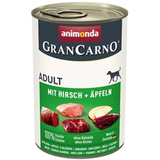 animonda GranCarno Adult Hundefutter nass, Nassfutter für erwachsene Hunde , mit Hirsch + Äpfeln 6 x 400g