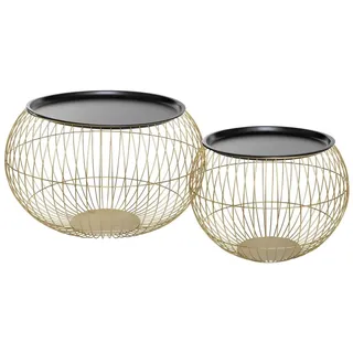 Atmosphera - Set aus 2 Tischen Alya - golden und schwarz - Metall - Gold,