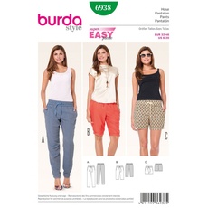 Burda Style Schnittmuster Hose, Bermudas und Shorts mit Gummizug | Damen, Gr. 32-46 | Nählevel: Sehr leicht