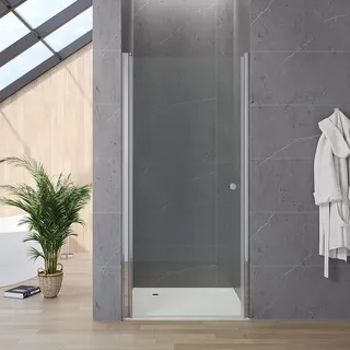 Pendeltür Dusche für Nische 75 cm breit 187 cm hoch Verstellbereich 75-78,5 cm Nischentür Drehtür Schwingtür Glaswand Duschwand Glas Duschabtrennung aus Einscheiben-Sicherheitsglas (ESG) 5 mm