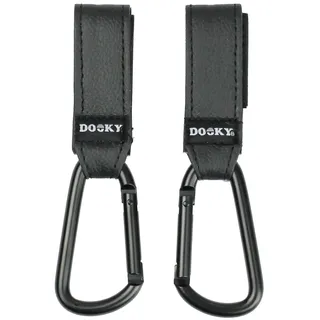 Dooky - Kinderwagen Haken Small, 2 Stück - Kinderwagenhaken Buggy für Taschen, Kinderwagen Clips Anhänger Taschenhaken - Aluminium - Schwarz - Universelle Passform