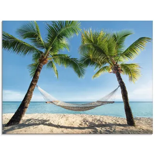ARTland Wanddeko Glasbilder Wandbild Glas Bild einteilig 60x45 cm Querformat Strand Meer Südsee Karibik Palmen Insel Urlaub Natur Hängematte T4TO