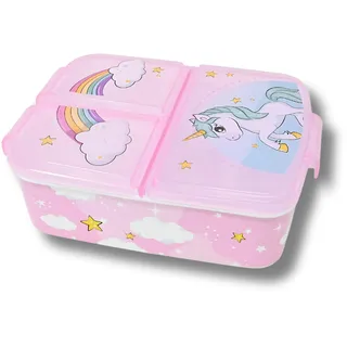 damaloo Einhorn Brotdose mit 3 Fächern BPA-Freie Kinder-Lunchbox für Schule und Kindergarten