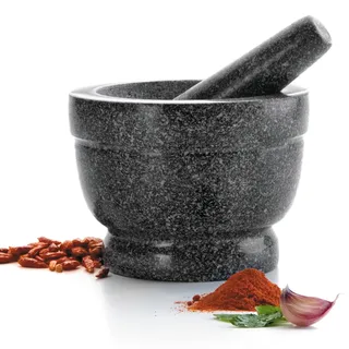 LACOR 60514 Mörser Und Stampfe Der Granit, Stein, grau, 14 x 14 x 10 cm