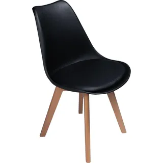 Bauerkraft G-497 Moderner skandinavischer Stuhl mit Kissen, schwarz - Schwarz