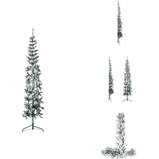 vidaXL Künstlicher Halb-Weihnachtsbaum mit Schnee Schlank 210 cm -  Weihnachtsbäume - Grün