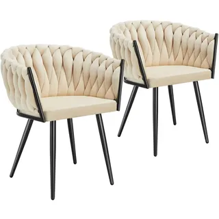 Tectake Esszimmerstuhl Astano Samt beige