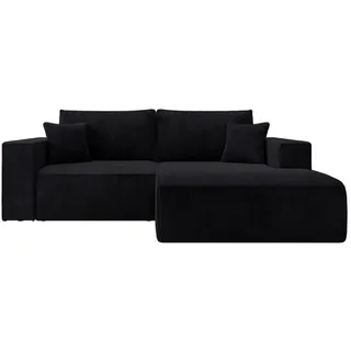 Selsey Ecksofa Farese Mini mit Cordbezug Schwarz, rechts , Textil , Ottomane rechts, L-Form,L-Form , 240x167 cm , Wohnzimmer, Sofas & Couches, Wohnlandschaften, Ecksofas