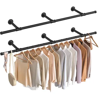 SONGMICS Kleiderstange für die Wand, Industrial, 30 x 170 x 7 cm | Kleiderständer Wandmontage, 68 kg Belastbarkeit, platzsparend, einfache Montage, schwarz, DALSON Kollektion HSR104B02