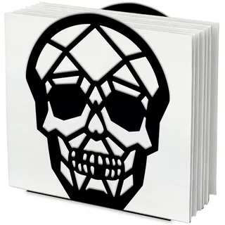 SUPERDANT Totenkopf Serviettenhalter Tische Schwarzer Skelett Serviettenspender Aus Metall Für Die Küche Vintage Tisch Taschentuchständer Serviettenständer Für Zuhause Esszimmer Küchentisch