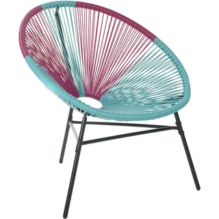 Beliani Balkonstuhl Türkis Rosa Polyrattan Spaghetti-Optik Modern Mexikanischer Stil Outdoor Balkon Terrasse Garten Möbel - Bunt, Schwarz, Blau, Rosa