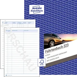 Avery Zweckform Fahrtenbuch A5 kariert Blau/Weiß