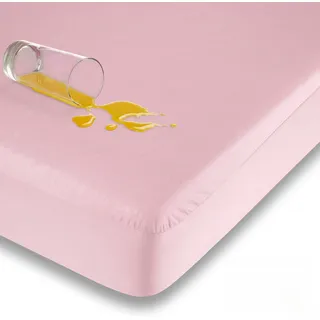 Traumhaft gut schlafen  Wasserundurchlässiges Spannbettlaken für Kinder und Erwachsene, Farbe: Rosa, Größe: 60 cm x 120 cm - Rosa
