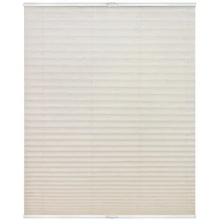 Lichtblick Plissee Klemmfix, ohne Bohren, verspannt, lichtdurchlässig, Blickdicht, Uni, mit eleganter Crushed Optik 55 cm x 130 cm (B x L), Natur