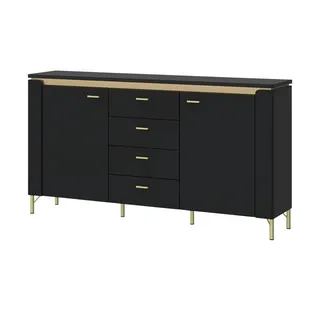Quartier Sideboard 155,3 x 87,3 x 40 cm Goldgelb / Schwarz matt