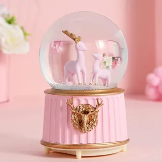 Schneekugel Musik Spieluhr Schloss Schüttelkugel mit Schneeflocken Beleuchtung Kristallkugel Nachtlicht Traumkugel Büro Hause Deko Glaskugel Geschenk für Kinder Geburtstag Weihnachten Valentinstag