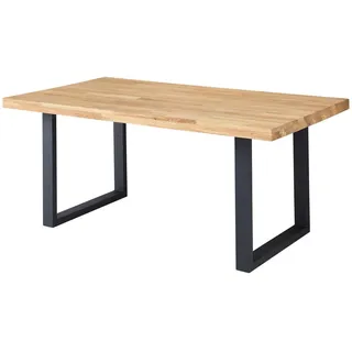 Stolkom Esstisch CHRIS U 180 x 100 cm Eiche Massivholz, BxHxT 110x47x70 braun Eiche, 2-Schicht, rechteckig, U-Form, 100x76x180 Holzmöbel, Holztische, Esstische Holz