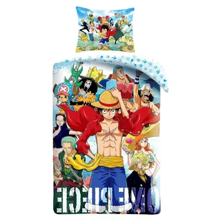 Bettwäsche - Verschiedene Anime-Motive mit Reißverschluss Unisex Decke 135 x 200 cm, Kissen 80 x 80 cm Baumwolle Mehrfarbig