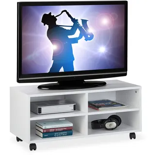 Relaxdays TV Board Lowboard 35x80x35 cm Weiß Holzwerkstoff