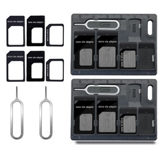 CKANDAY 2 Packs SIM-Kartenhalter mit Fachöffnerstiften, Karten-Aufbewahrungs-Werkzeug-Set für Standard-Micro-Nano-Micro-SD-Speicherkarten, mit 3 Karten-Adaptern und 1 Auswurfstiften - Schwarz